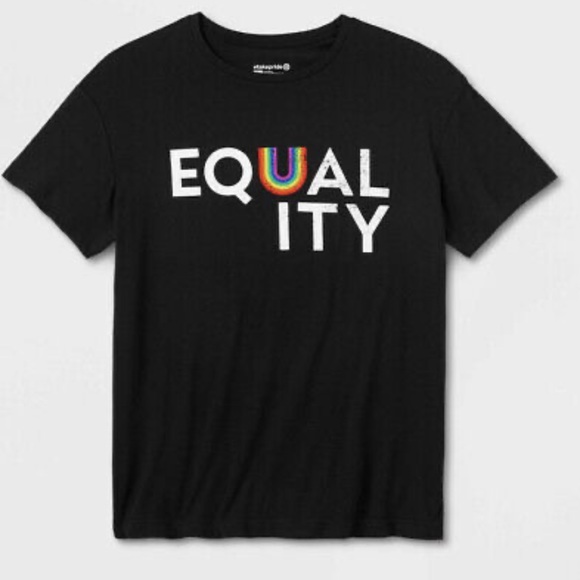 NWT 2/$10! PRIDE EQUALITY BLACK T-SHIRT LGBTQIA RAINBOW ADULT UNISEX - Picture 4 of 12